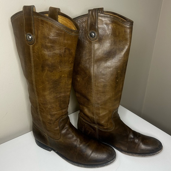 Frye Melissa Button Pull On Women’s Size 8.5B Brown Distressed Leather - Picture 1 of 11
